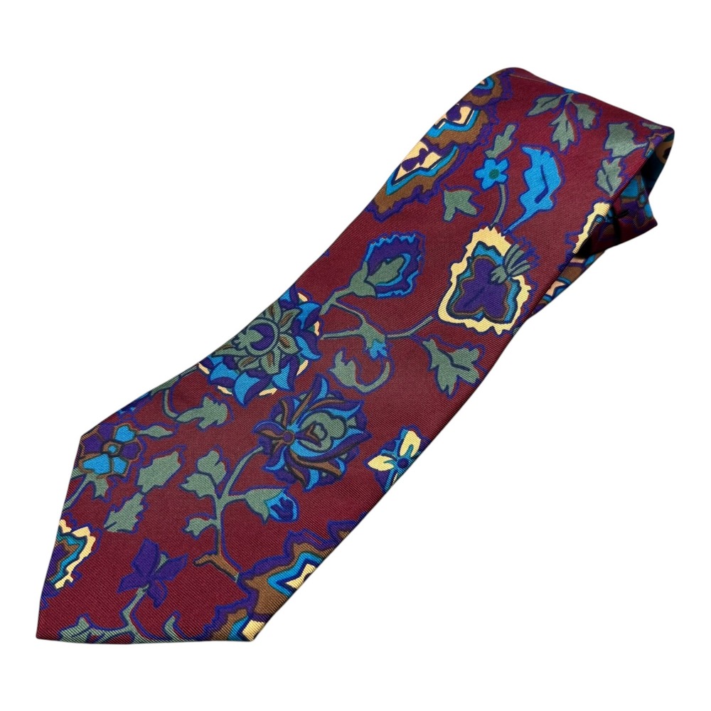 Yves Saint Laurent USA Made Floral Silk USA Made Men's Designer Tie 3 3/8" Width